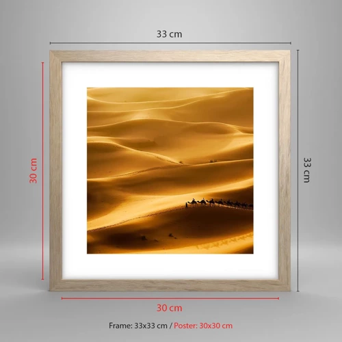Een poster in een licht eiken lijst - Caravan in de woestijngolven - 30x30 cm