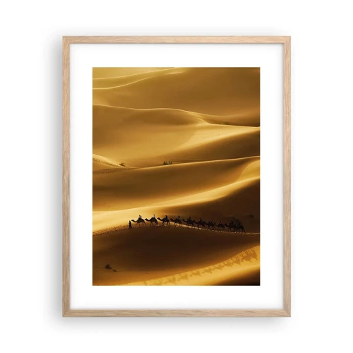 Een poster in een licht eiken lijst - Caravan in de woestijngolven - 40x50 cm