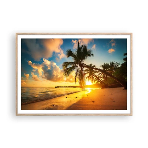 Een poster in een licht eiken lijst - Caribische droom - 100x70 cm