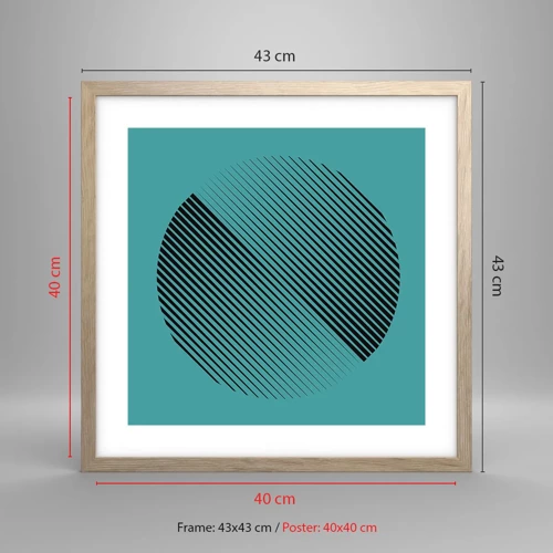 Een poster in een licht eiken lijst - Cirkel – een geometrische variatie - 40x40 cm