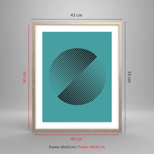 Een poster in een licht eiken lijst - Cirkel – een geometrische variatie - 40x50 cm