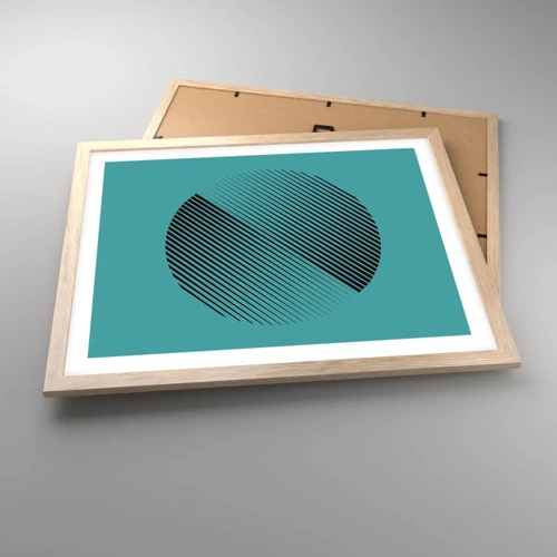 Een poster in een licht eiken lijst - Cirkel – een geometrische variatie - 50x40 cm