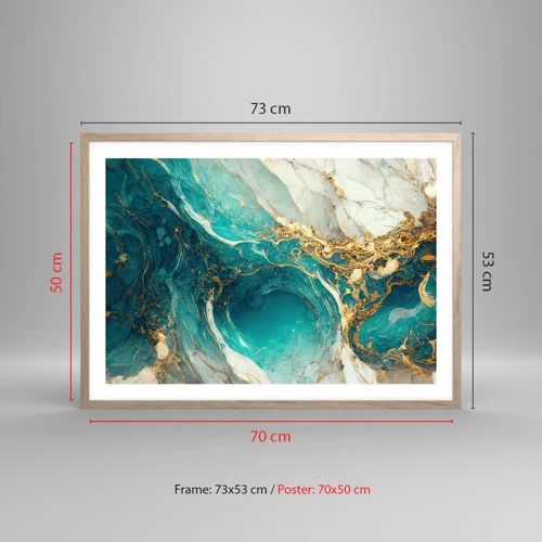 Een poster in een licht eiken lijst - Compositie met goudaders - 70x50 cm