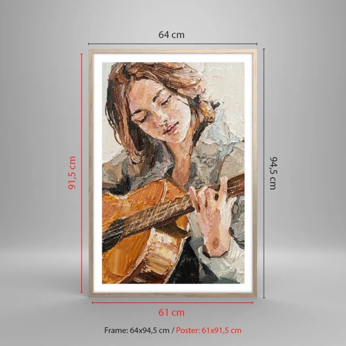 Een poster in een licht eiken lijst - Concerto voor gitaar en een meisjeshart - 61x91 cm