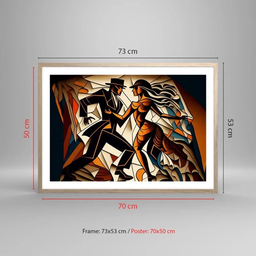 Een poster in een licht eiken lijst - Dans van pasie - 70x50 cm