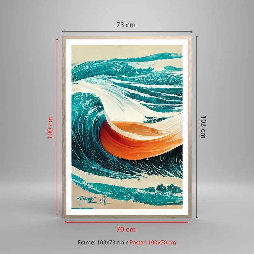 Een poster in een licht eiken lijst - De droom van elke surfer - 70x100 cm