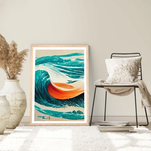 Een poster in een licht eiken lijst - De droom van elke surfer - 70x100 cm