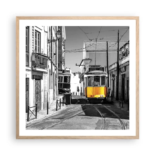 Een poster in een licht eiken lijst - De geest van Lissabon - 60x60 cm