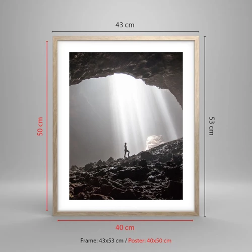 Een poster in een licht eiken lijst - De lichtgevende grot - 40x50 cm