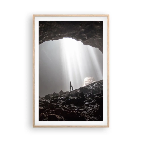 Een poster in een licht eiken lijst - De lichtgevende grot - 61x91 cm