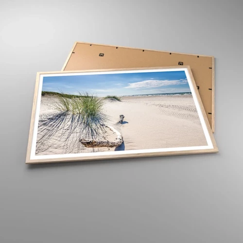 Een poster in een licht eiken lijst - De mooiste zandstrand? Oostzee-strand - 100x70 cm