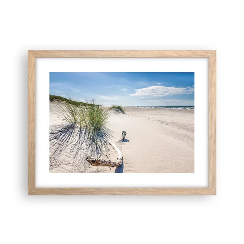 Een poster in een licht eiken lijst - De mooiste zandstrand? Oostzee-strand - 40x30 cm