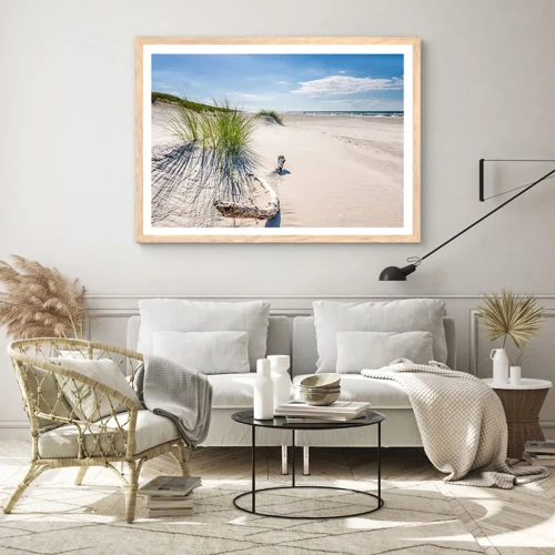 Een poster in een licht eiken lijst - De mooiste zandstrand? Oostzee-strand - 40x30 cm