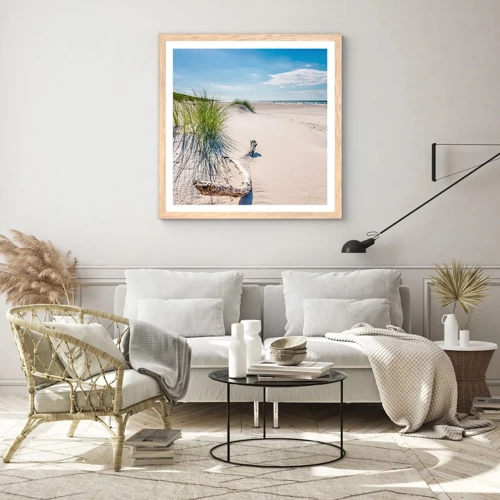 Een poster in een licht eiken lijst - De mooiste zandstrand? Oostzee-strand - 40x40 cm