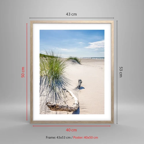 Een poster in een licht eiken lijst - De mooiste zandstrand? Oostzee-strand - 40x50 cm