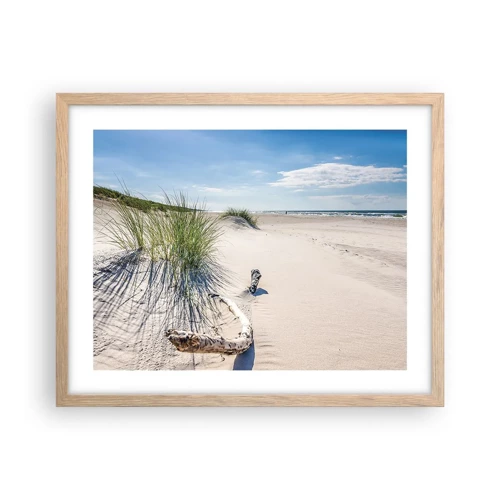 Een poster in een licht eiken lijst - De mooiste zandstrand? Oostzee-strand - 50x40 cm