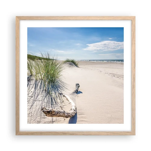 Een poster in een licht eiken lijst - De mooiste zandstrand? Oostzee-strand - 50x50 cm