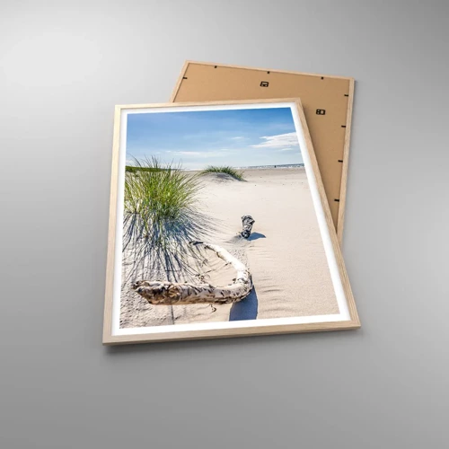 Een poster in een licht eiken lijst - De mooiste zandstrand? Oostzee-strand - 61x91 cm