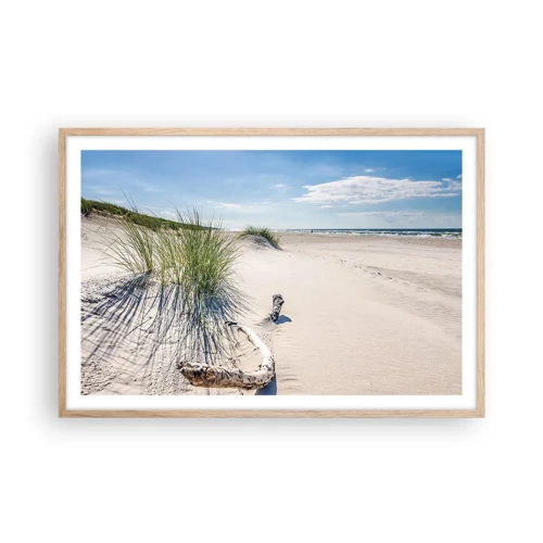 Een poster in een licht eiken lijst - De mooiste zandstrand? Oostzee-strand - 91x61 cm