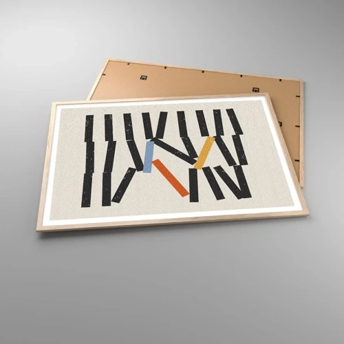 Een poster in een licht eiken lijst - Domino – compositie - 100x70 cm