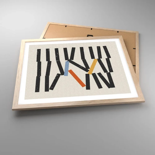 Een poster in een licht eiken lijst - Domino – compositie - 50x40 cm