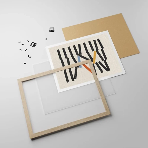 Een poster in een licht eiken lijst - Domino – compositie - 50x40 cm