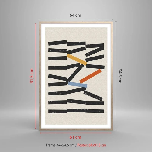 Een poster in een licht eiken lijst - Domino – compositie - 61x91 cm
