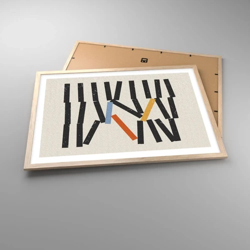 Een poster in een licht eiken lijst - Domino – compositie - 70x50 cm