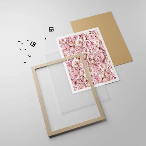 Een poster in een licht eiken lijst - Een bed van rozen - 30x40 cm