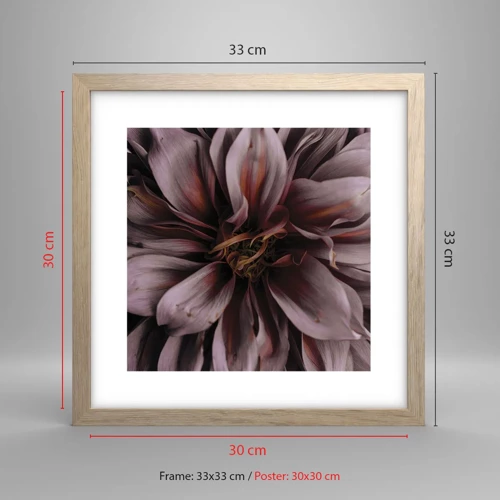 Een poster in een licht eiken lijst - Een bloemenhart - 30x30 cm