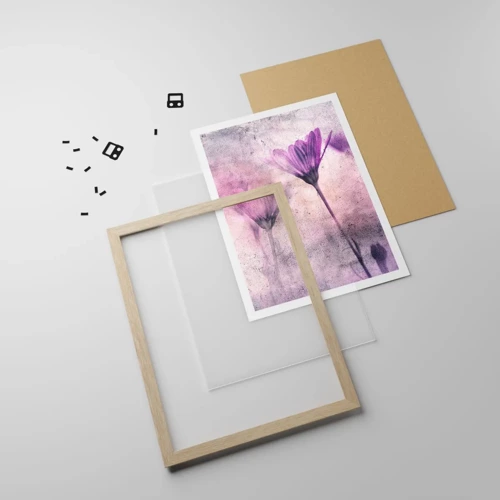 Een poster in een licht eiken lijst - Een droom van bloemen - 70x100 cm