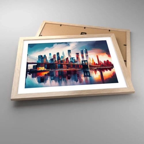 Een poster in een licht eiken lijst - Een droomachtig New York - 40x30 cm