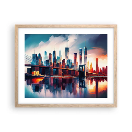 Een poster in een licht eiken lijst - Een droomachtig New York - 50x40 cm