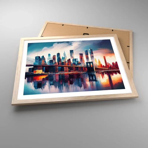 Een poster in een licht eiken lijst - Een droomachtig New York - 50x40 cm