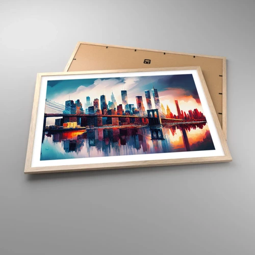 Een poster in een licht eiken lijst - Een droomachtig New York - 70x50 cm