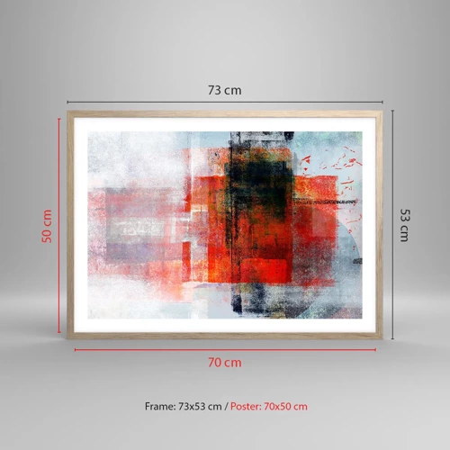 Een poster in een licht eiken lijst - Een gloeiende compositie  - 70x50 cm