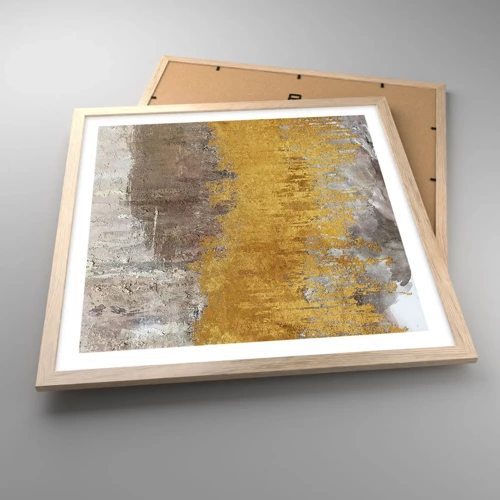 Een poster in een licht eiken lijst - Een gouden explosie - 50x50 cm