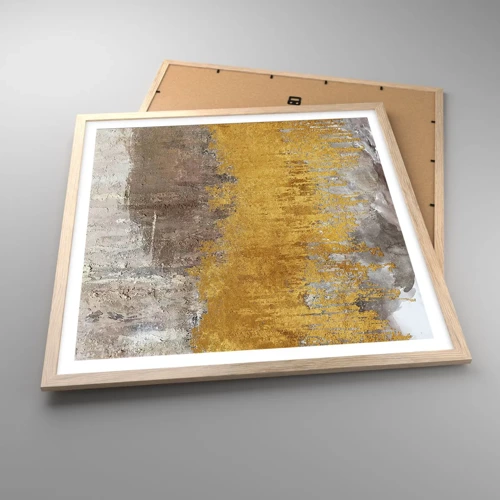 Een poster in een licht eiken lijst - Een gouden explosie - 60x60 cm