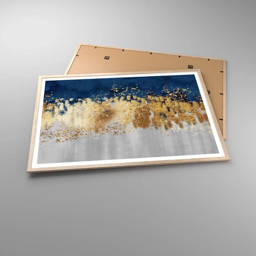 Een poster in een licht eiken lijst - Een moderne compositie met sprankeling - 100x70 cm