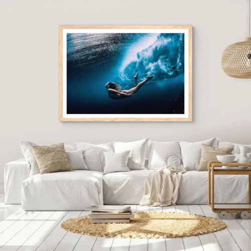 Een poster in een licht eiken lijst - Een moderne zeemeermin - 50x40 cm