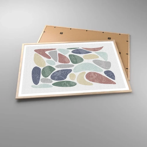 Een poster in een licht eiken lijst - Een mozaïek van poederkleuren - 100x70 cm
