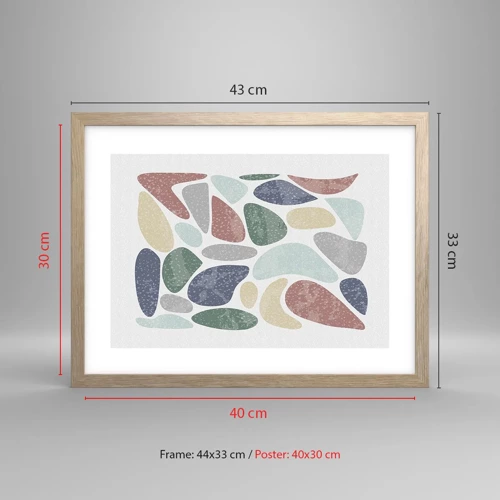 Een poster in een licht eiken lijst - Een mozaïek van poederkleuren - 40x30 cm