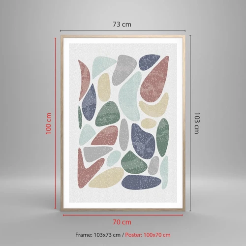 Een poster in een licht eiken lijst - Een mozaïek van poederkleuren - 70x100 cm