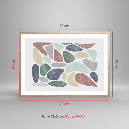 Een poster in een licht eiken lijst - Een mozaïek van poederkleuren - 70x50 cm