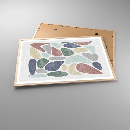Een poster in een licht eiken lijst - Een mozaïek van poederkleuren - 91x61 cm