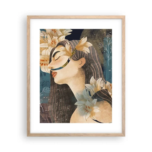 Een poster in een licht eiken lijst - Een sprookje over een prinses met lelies - 40x50 cm