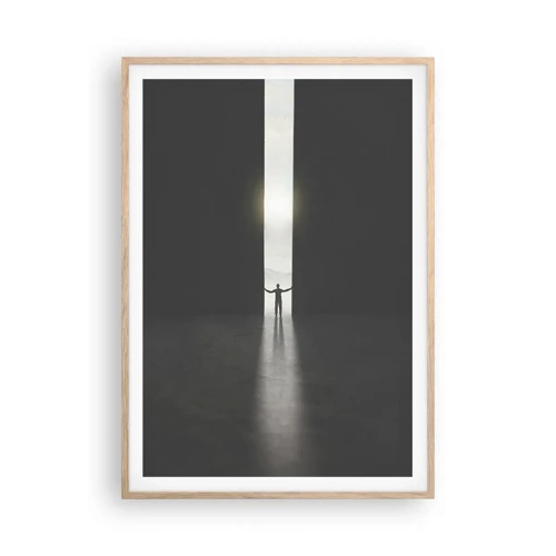 Een poster in een licht eiken lijst - Een stap naar een mooie toekomst - 70x100 cm