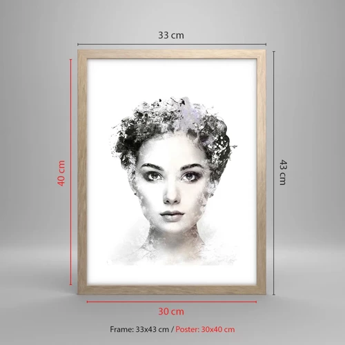 Een poster in een licht eiken lijst - Een uiterst stijlvol portret - 30x40 cm