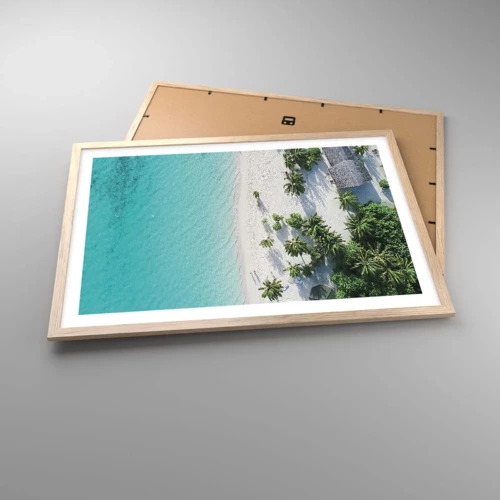 Een poster in een licht eiken lijst - Een vakantie in het paradijs - 70x50 cm