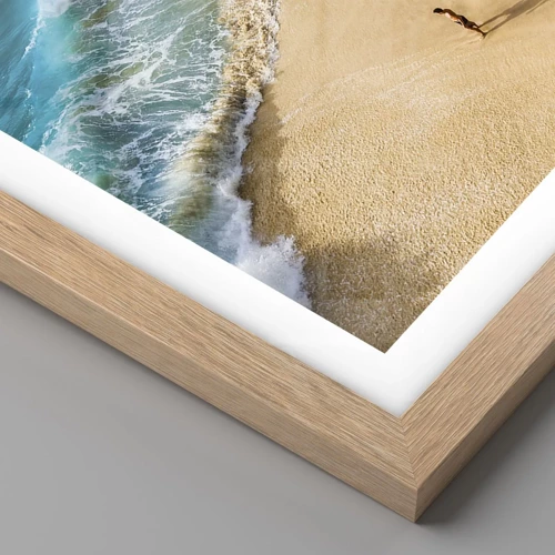 Een poster in een licht eiken lijst - En dan de zon, het strand… - 30x30 cm